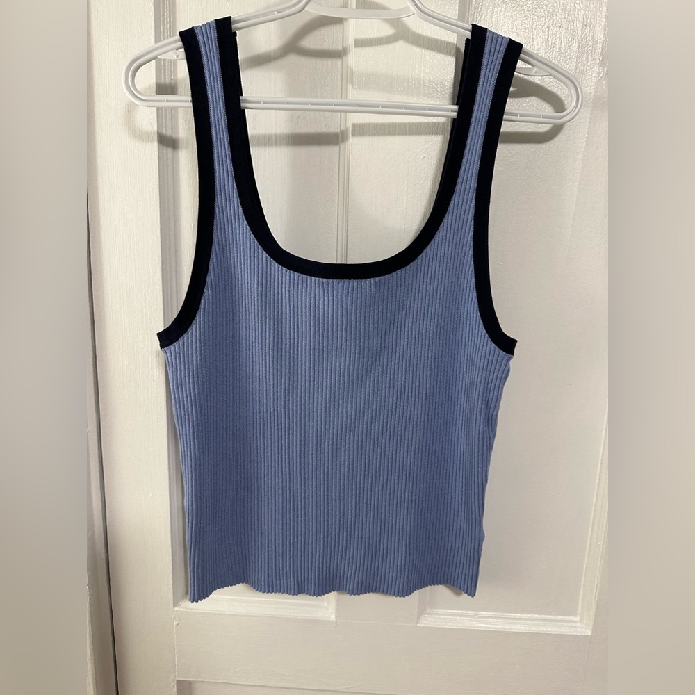 Ribbed Blue Tank Top